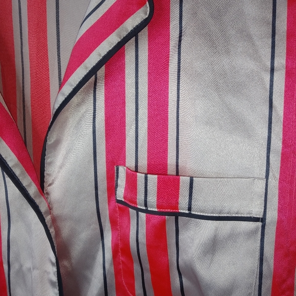 Victorias Secret S Satin Coral Stripe Sleep Top - Picture 5 of 8